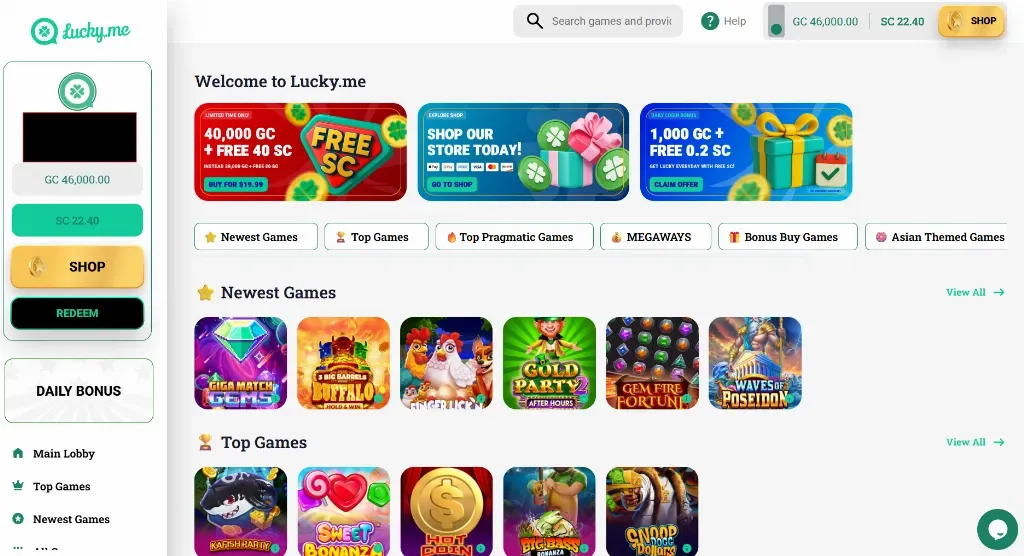 Lucky Me - Banner with promotional offers.