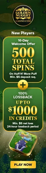 Golden Nugget Casino - Banner with welcome offer.