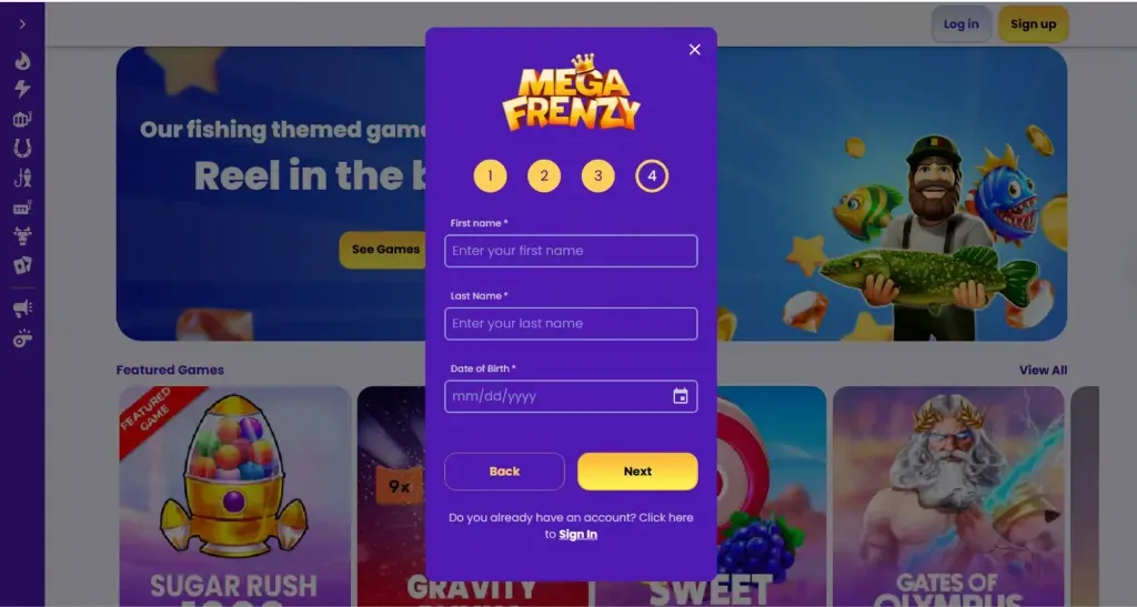 Mega Frenzy - sign up details