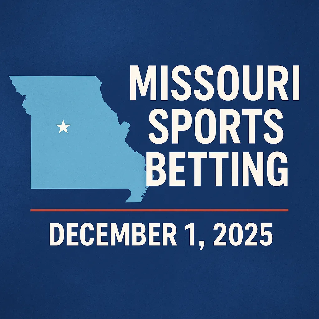 Missouri Sports Betting - Banner with date and map.