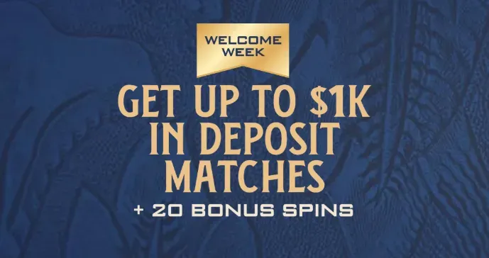Welcome Week - Banner with bonus spins offer.