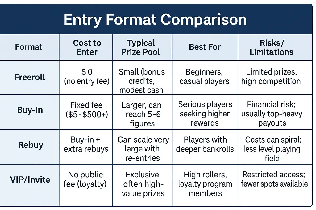Entry Format Comparison table