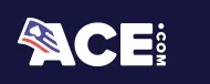 ACE - Logo with a blue background and red accents.