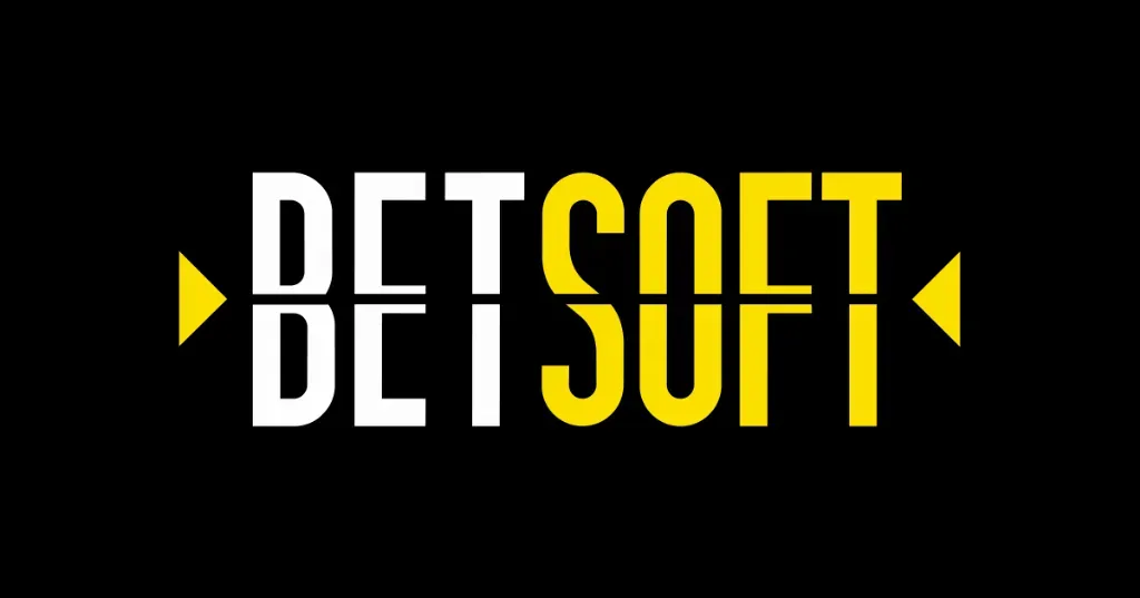 Betsoft - Logo with black background and yellow text.
