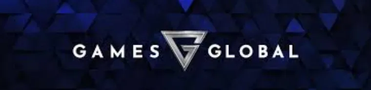 Games Global - Logo with a blue geometric background.