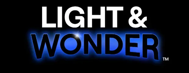 Light & Wonder - Logo with blue glow effect.