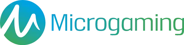Microgaming - Logo with blue and green design.