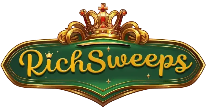 RichSweeps - Logo with a crown and green background.