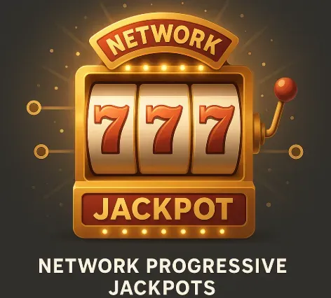 Network - Banner with jackpot slot machine.