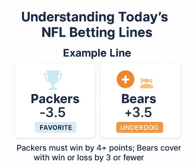 NFL Betting Lines - Infographic with example line.