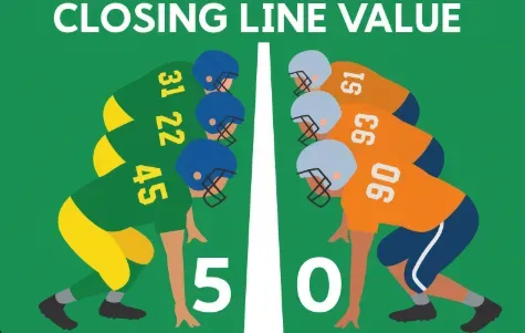 Closing Line Value - Graphic with football players.