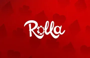 Rolla - Logo with a red background and hearts.