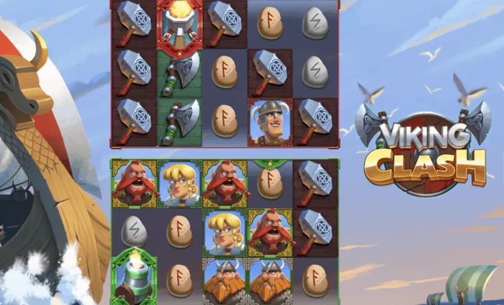 Viking Clash - Gameplay image with character icons.