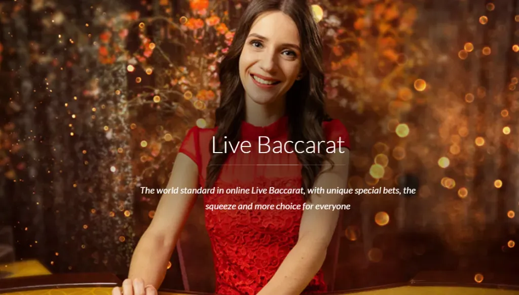 Live Baccarat - Portrait with smiling dealer.
