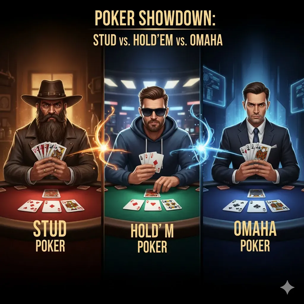 Poker Showdown - Banner with three players.
