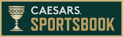 Caesars - Logo with gold cup and green background.