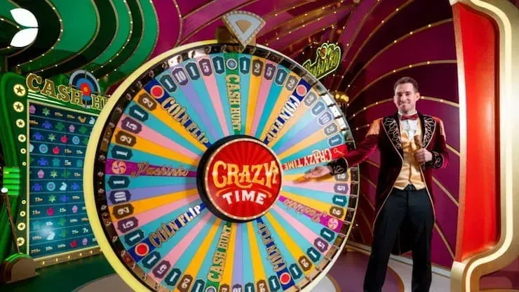 Crazy Time - Game Show Photo with a colorful wheel.
