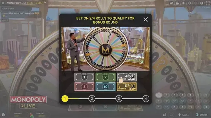 Monopoly Live - Game Interface with Wheel and Host