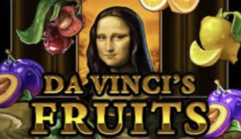 Da Vinci's Fruits - Slot game image with fruits and Mona Lisa.