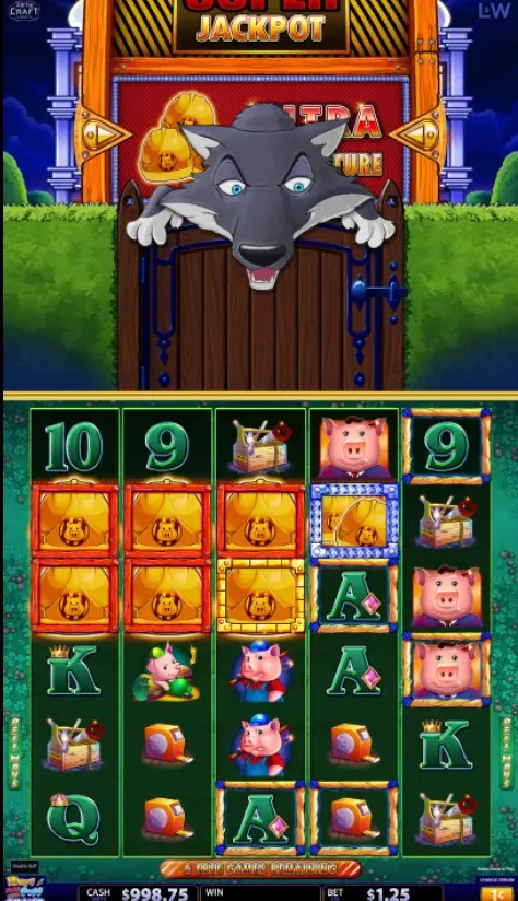 Huff N Even More Puff - Gameplay screenshot with slot symbols.