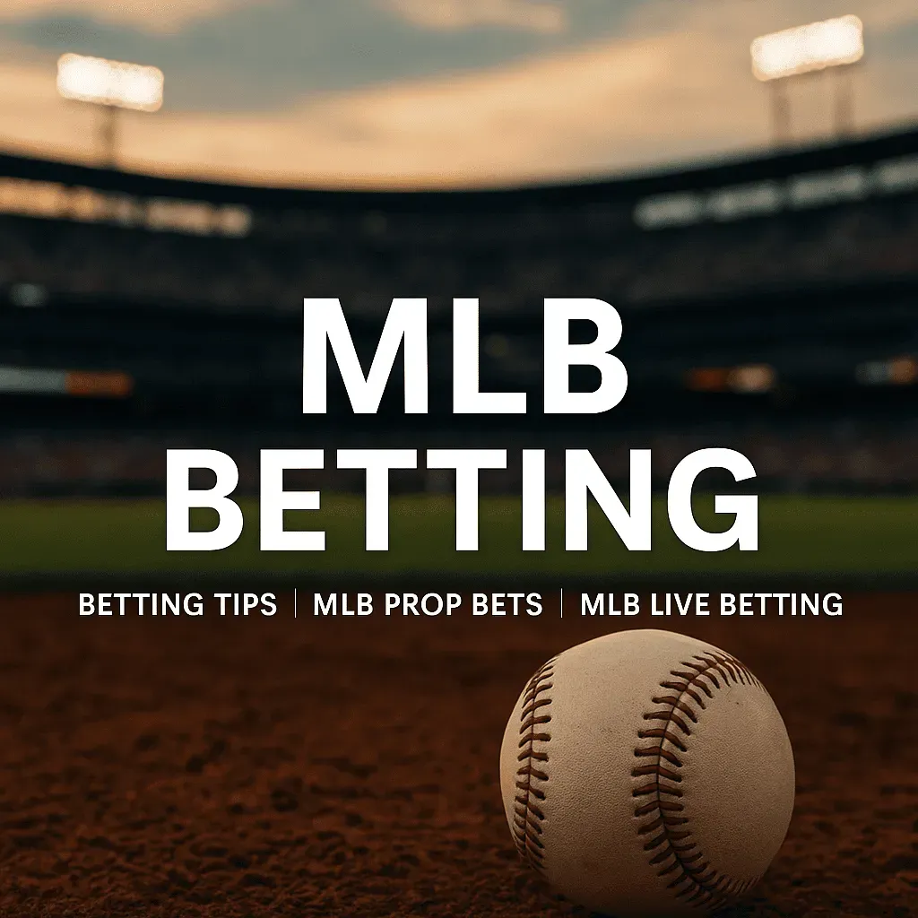MLB Betting - Banner with baseball and field.