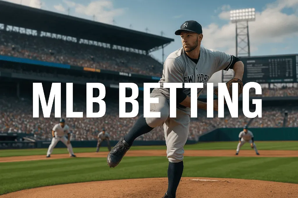 MLB Betting - Banner with a pitcher in action.