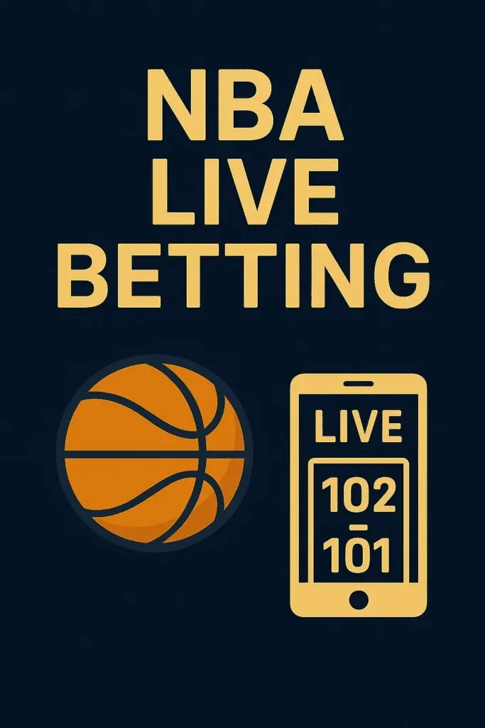 NBA Live Betting - Banner with basketball and score.