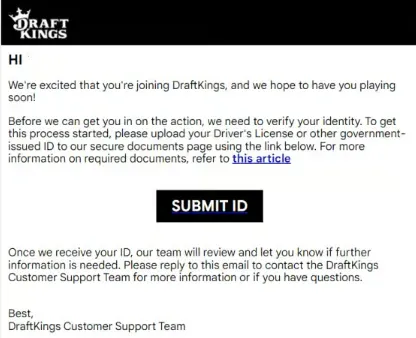 DraftKings - Email with account verification info.