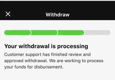 DraftKings - Screenshot with withdrawal processing status.