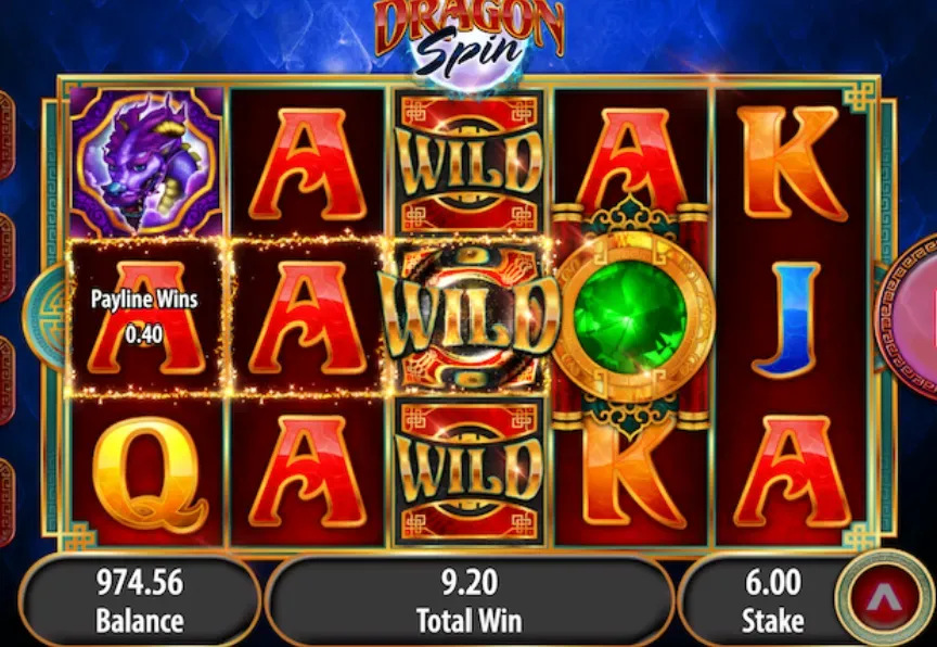 Dragon Spin - Gameplay screenshot with slot reels.