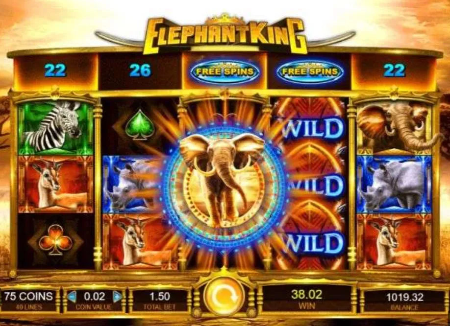 Elephant King - Game screenshot with wild symbols.