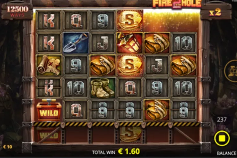 Fire in the Hole 2 - Gameplay screenshot with slot reels.