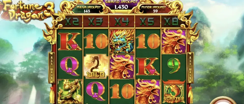 Fortune Dragons - Gameplay screenshot with slots.