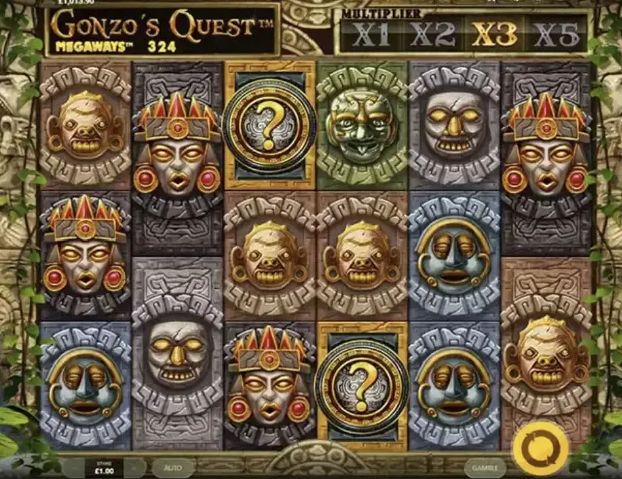 Gonzo's Quest Megaways - Game screenshot with symbols