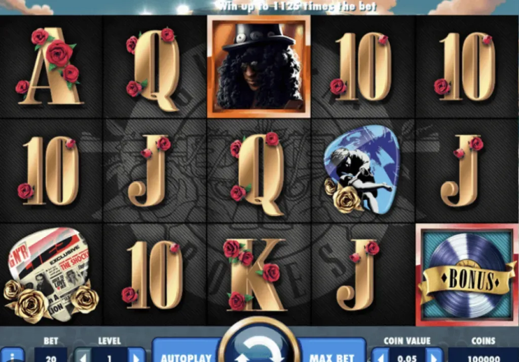 Guns N' Roses - Gameplay with slot machine symbols.