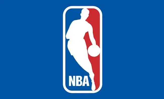 NBA - Logo with blue background and player.