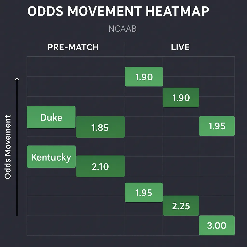 Odds Movement Heatmap - Chart with NCAAB data.