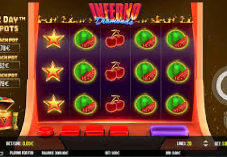 Inferno Diamond - Gameplay screenshot with slot symbols.