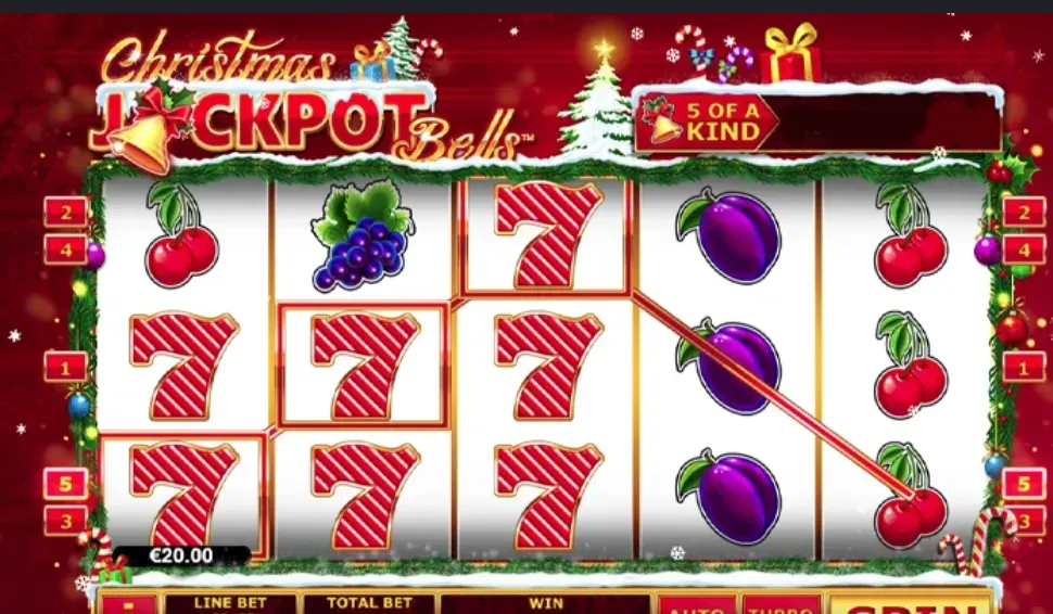 Christmas Jackpot Bells - Product photo with festive symbols.