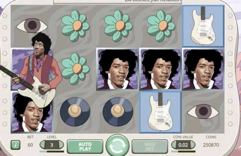 Jimi Hendrix - Slot Gameplay with guitar symbols