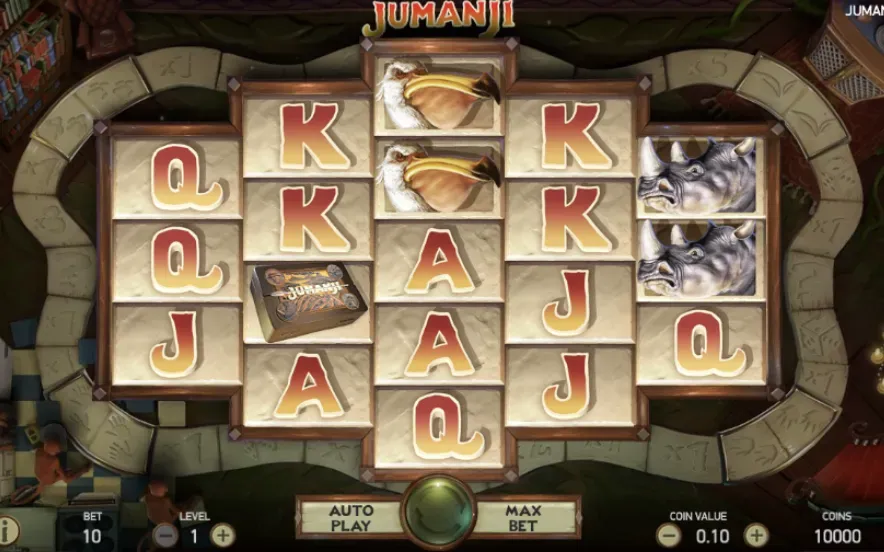 Jumanji - Gameplay image with slot machine symbols.