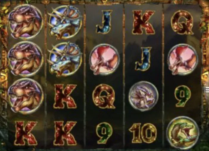 King Kong - Slot game image with dinosaur symbols.