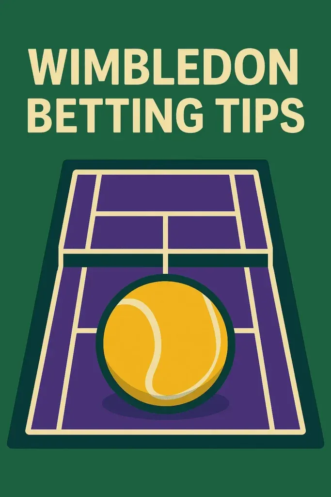 Wimbledon Betting Tips - Graphic with tennis court.