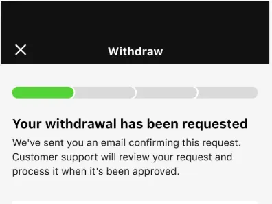 DraftKings - Screenshot with withdrawal request status.