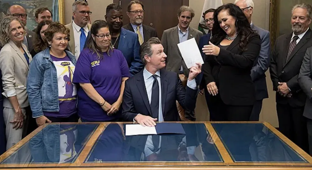 Gavin Newsom - Portrait with casino ban signing.
