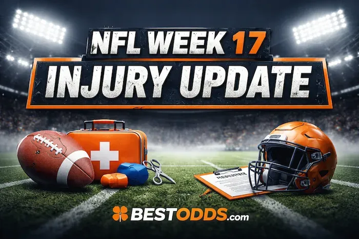 BestOdds - Banner with NFL Week 17 injury update.
