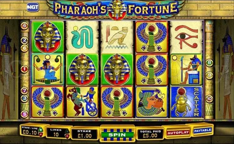 Pharaoh's Fortune - Slot game image with Egyptian symbols.