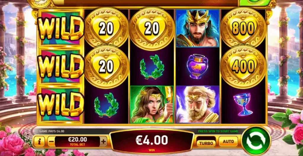 Quest of Gods - Game screenshot with wild symbols.