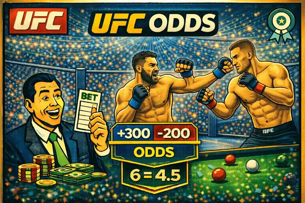 UFC - Banner with betting odds and fighters.