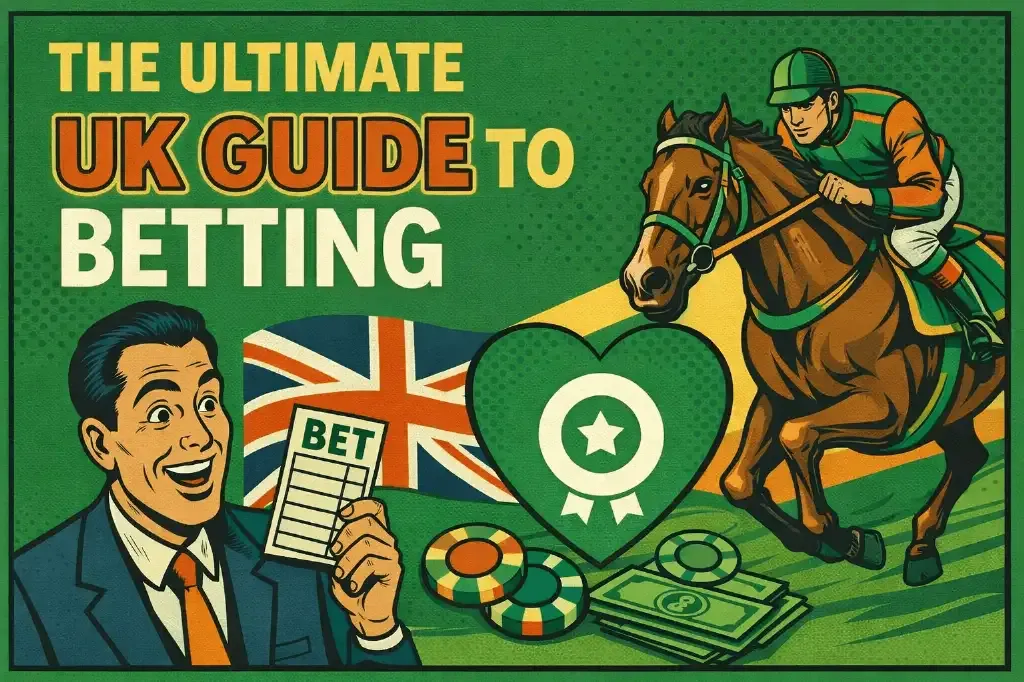 UK Betting - Banner with horse racing theme.